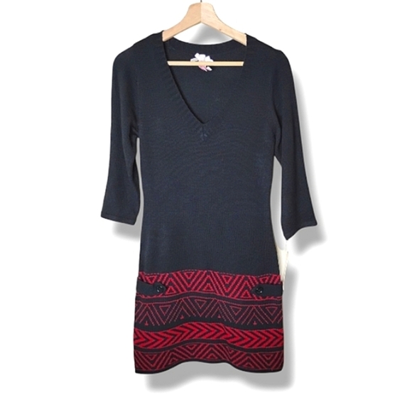 Derek Heart Knit Sweater Dress L Gray Drop Waist Casual Fall Layering NWT - Picture 1 of 7